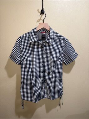 Women’s Size Med the North Face Vaporwick Black & White Gingham Button-Up Shirt
